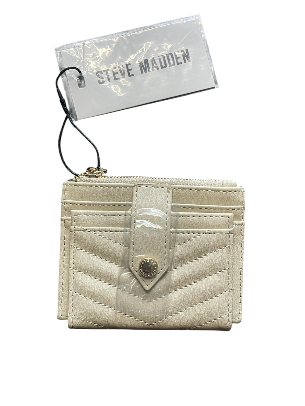 Steve Madden Cream Quilted Card Case Wallet